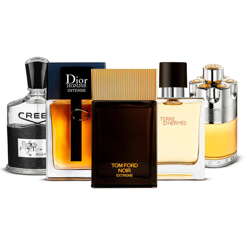 Combination of 5 men's perfumes – Creed Aventus, Dior, Tom Ford, Hermès and Azzaro
